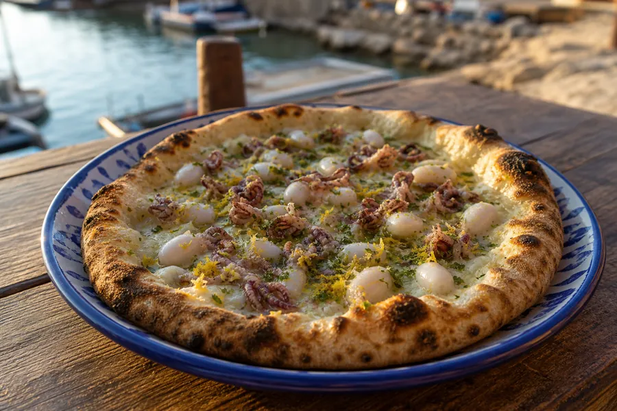 Pizza aux supions du port Chez Nino.